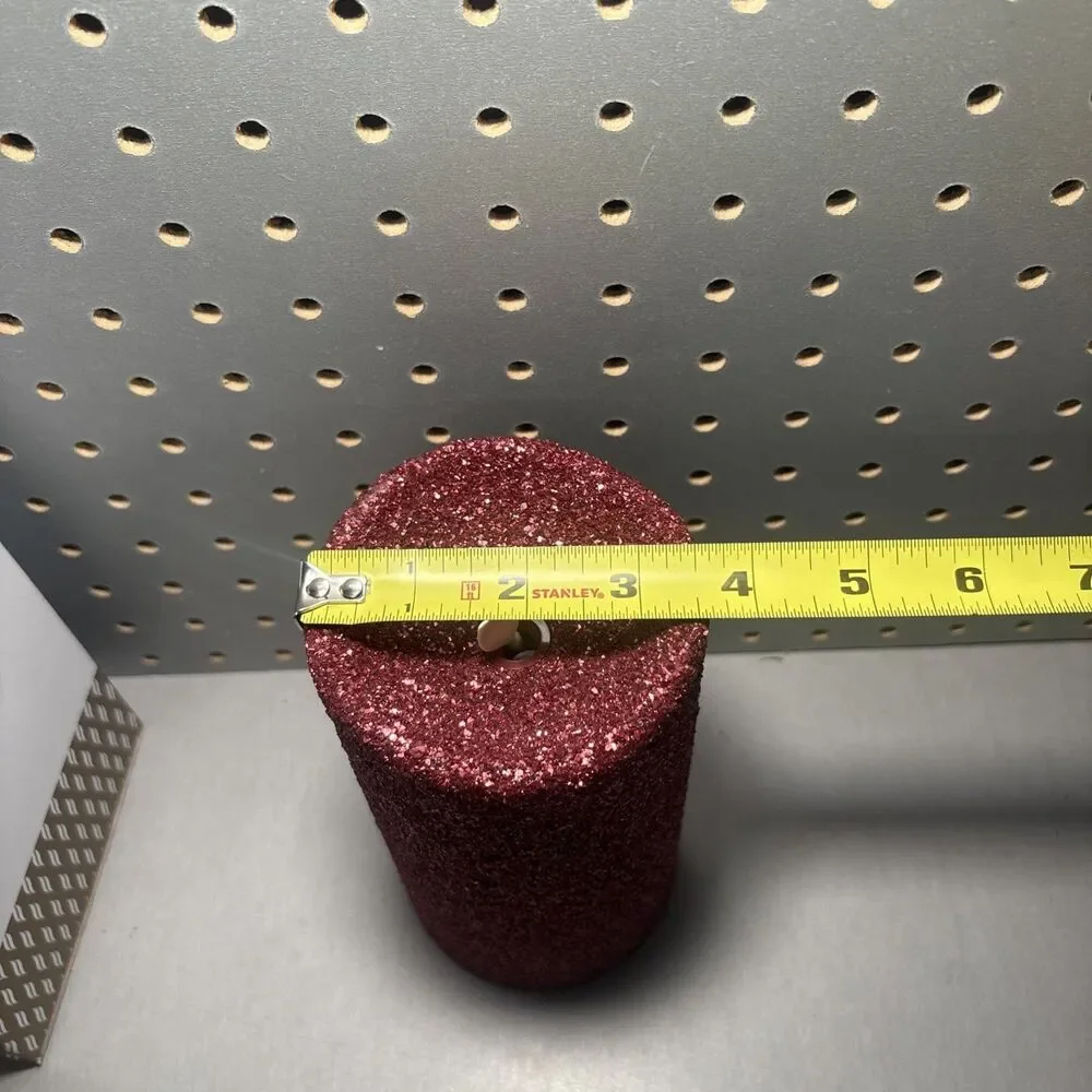 Luminara Flameless Pillar Candle Red Glitter Beaded 7